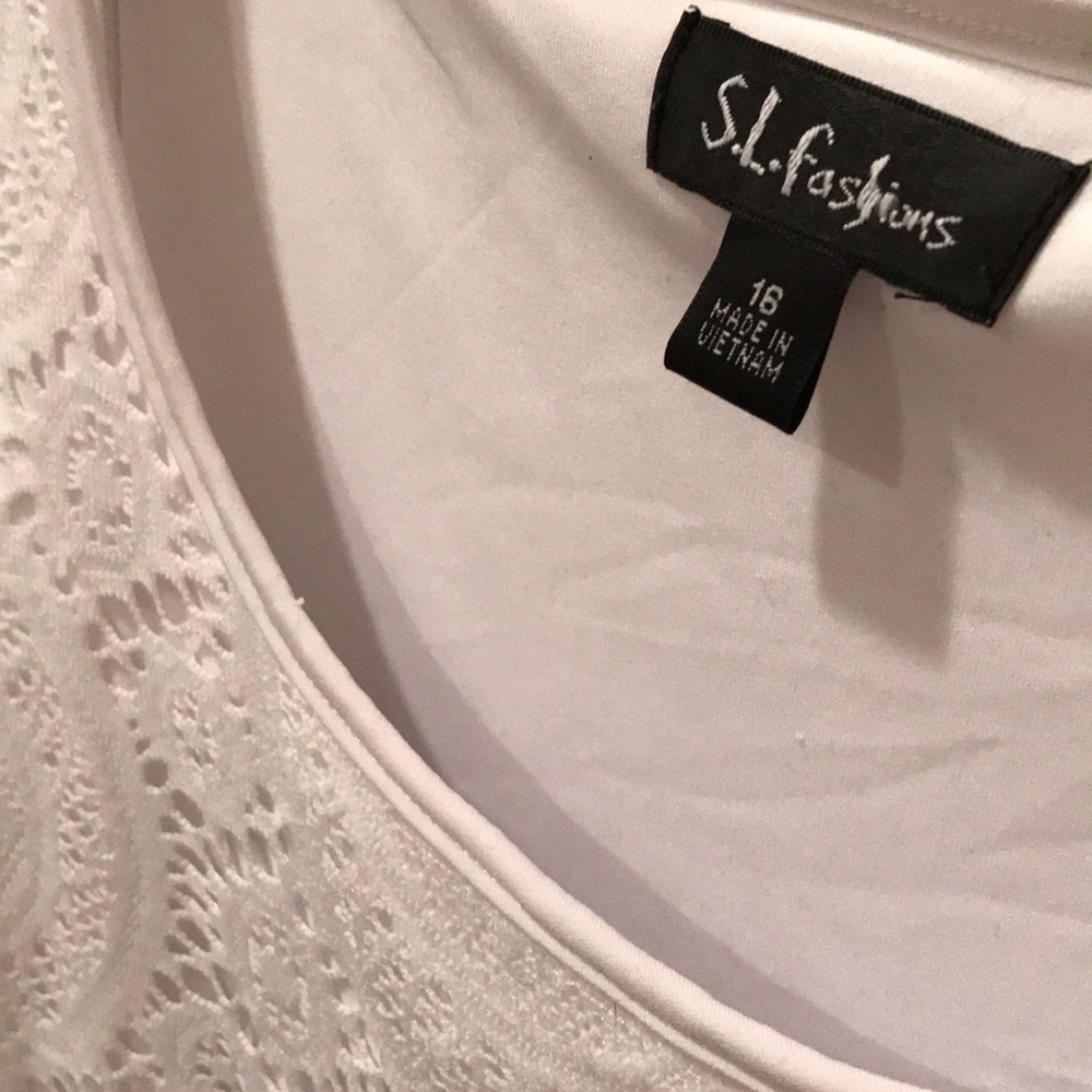 Plus Size Mini White Lace Dress - Picture 6 of 7
